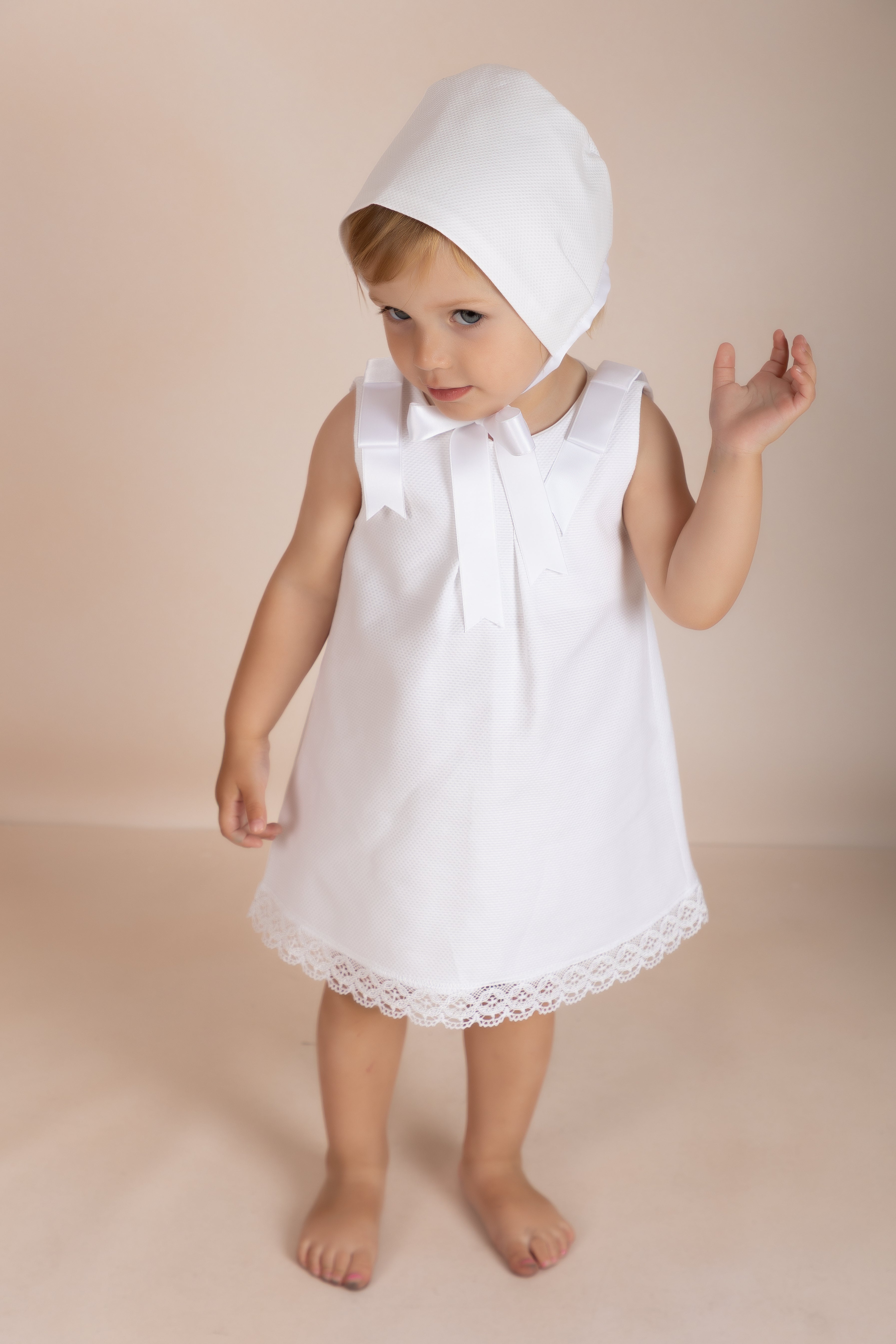 Dress 'Piquet Bows' White- 2pc