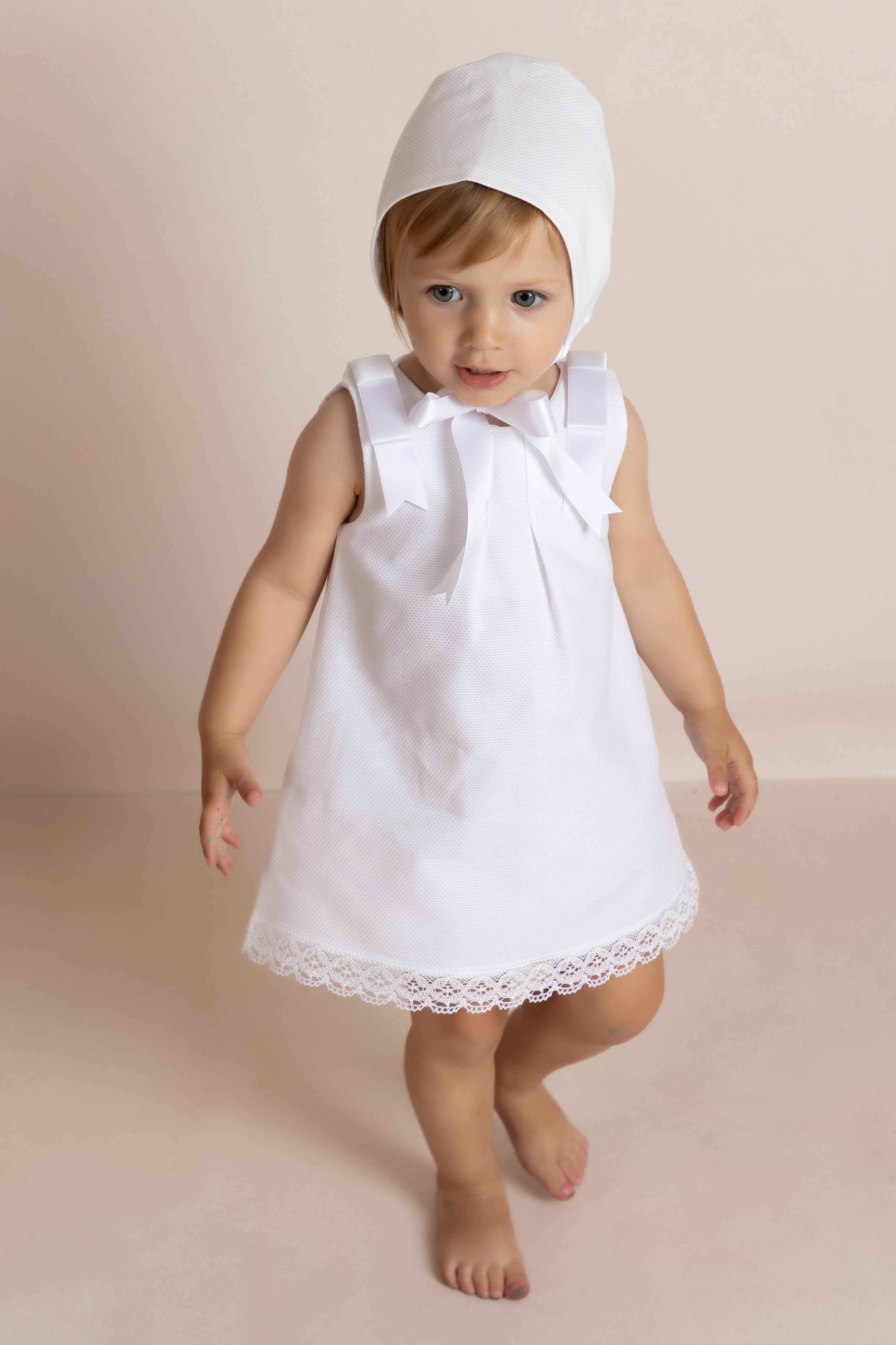 Dress 'Piquet Bows' White- 2pc