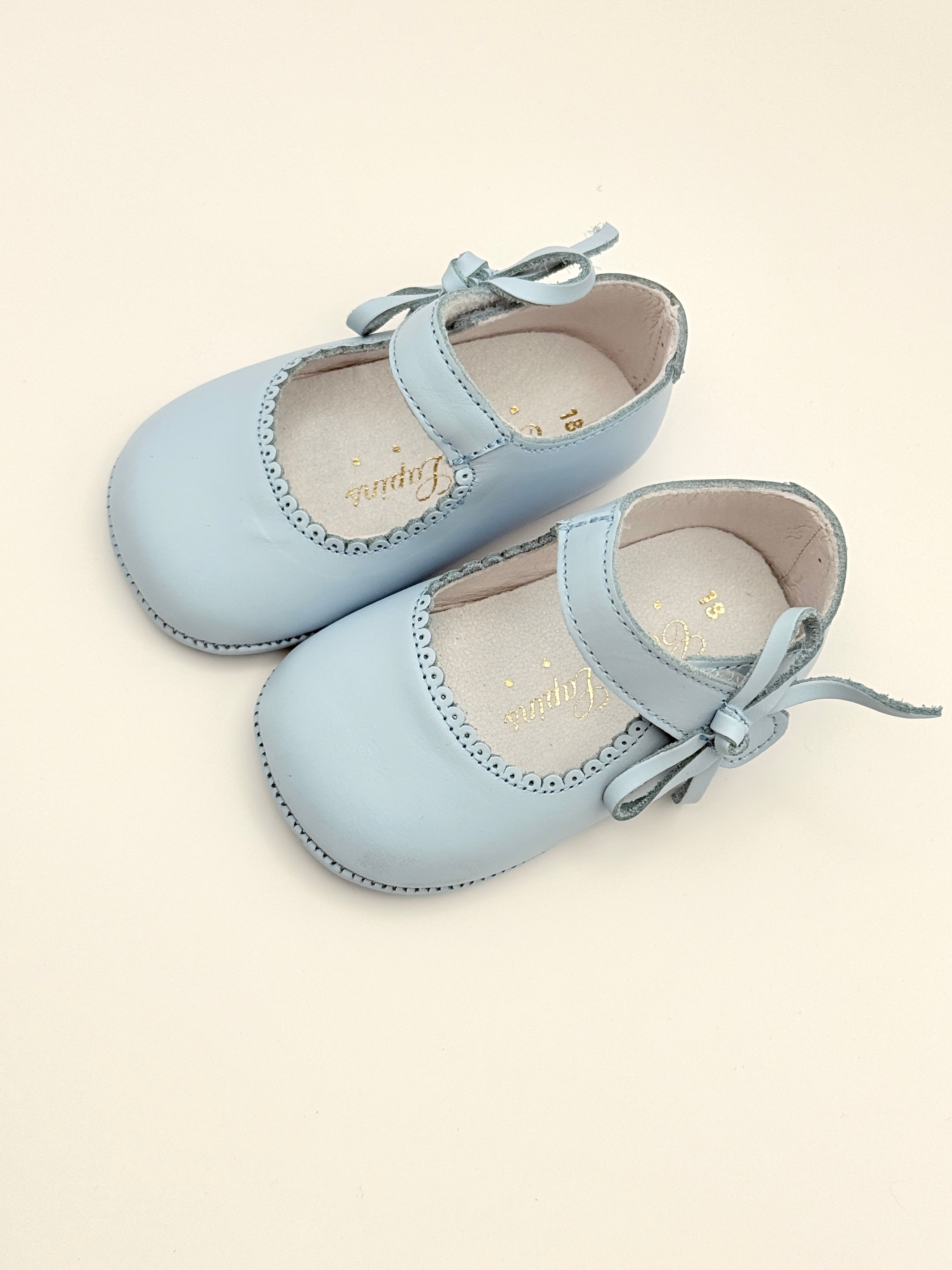 Crib Shoe Mary Jane Bow Baby Blue