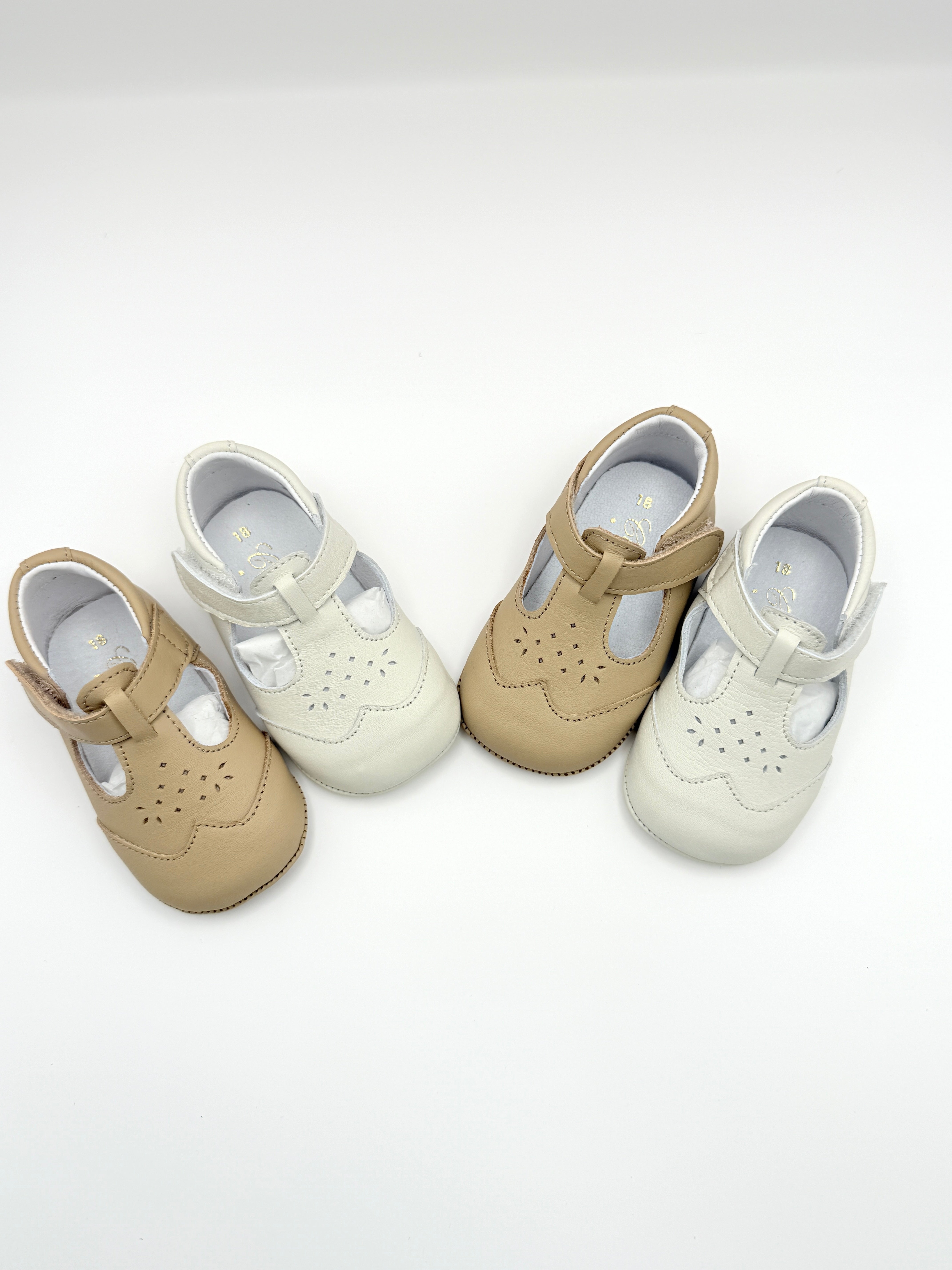 Crib Shoe T-Strap Stone Ivory