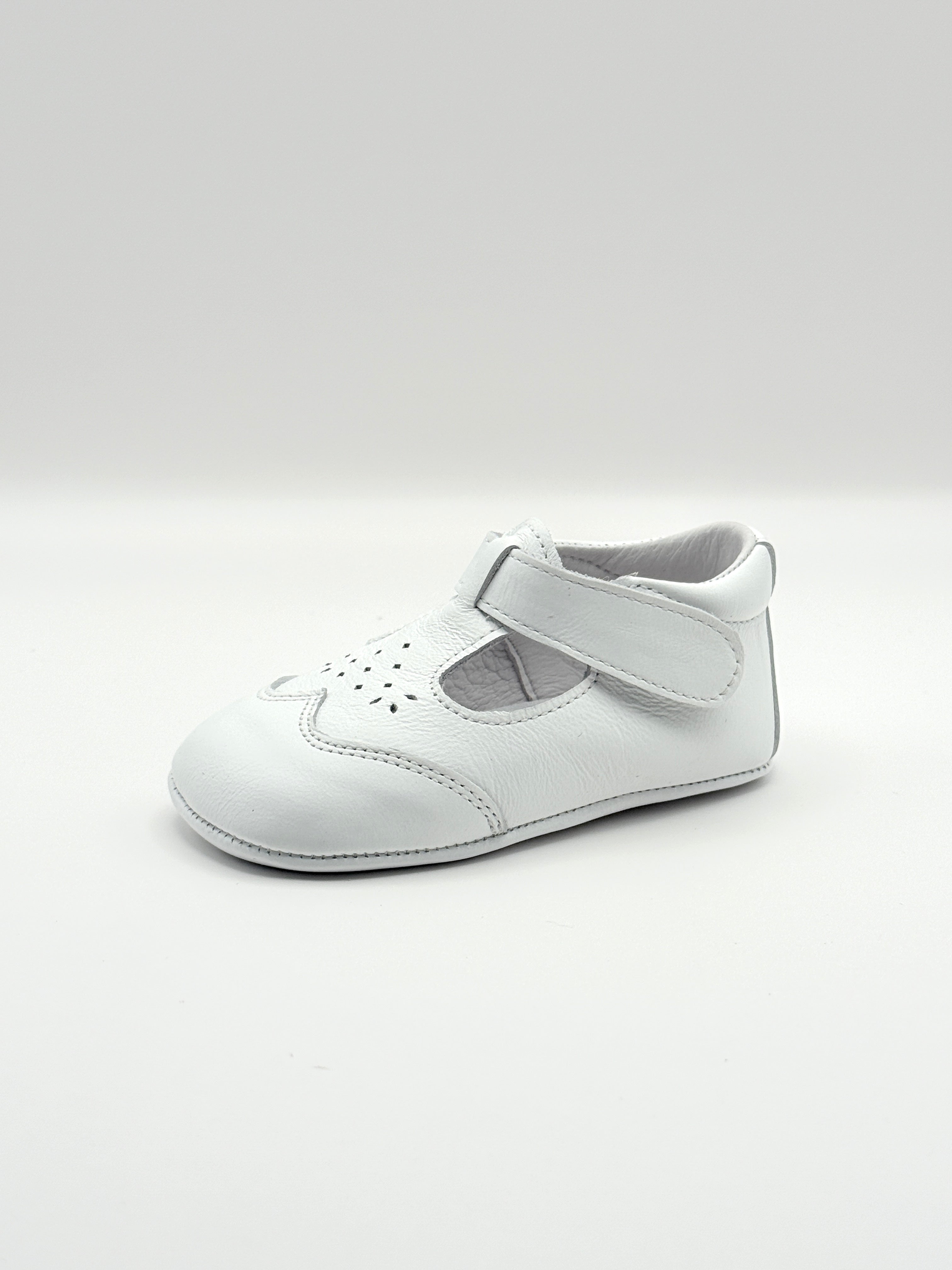 Crib Shoe T-Strap Stone White