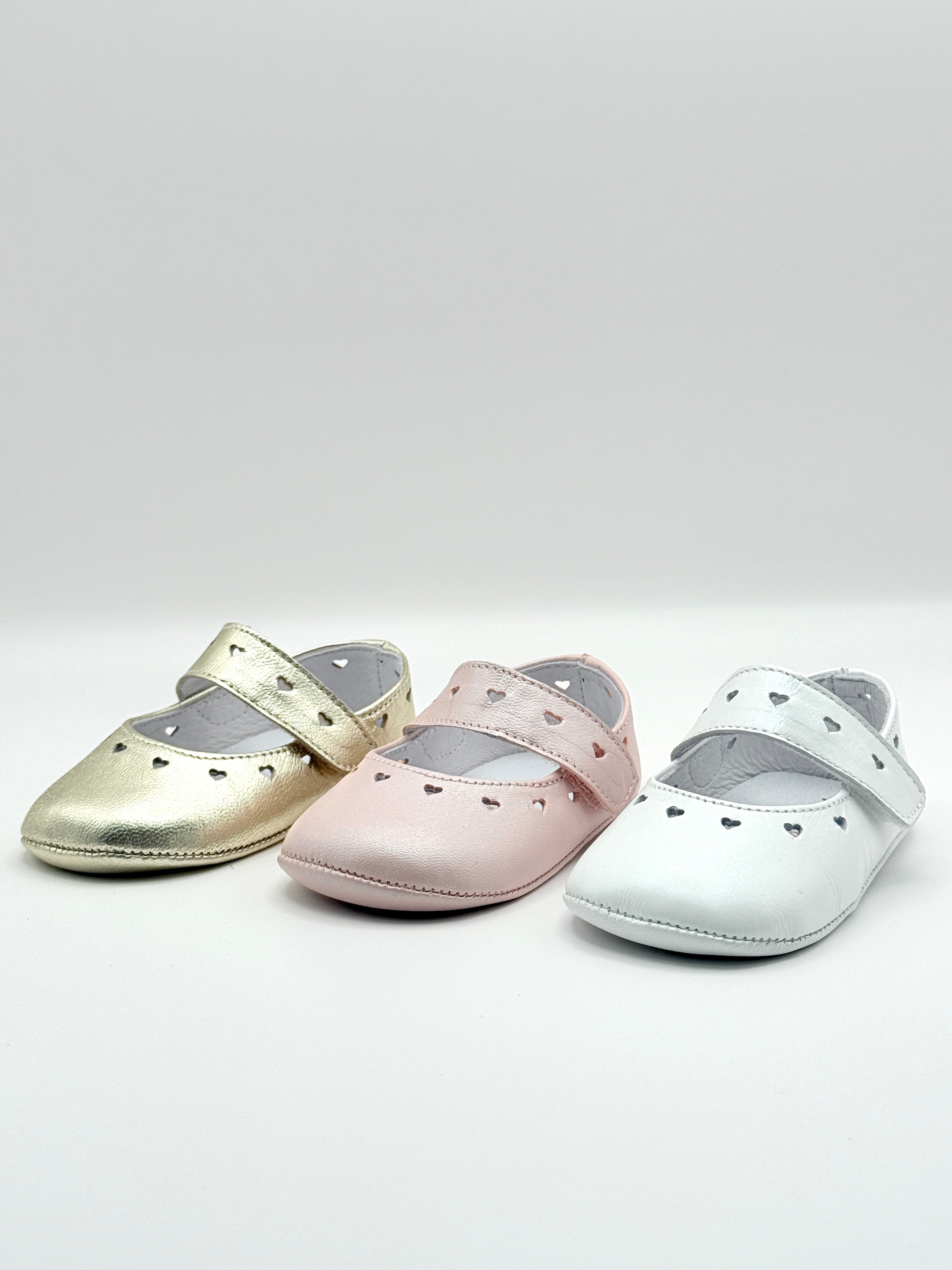Crib Shoe Mary Jane Hearts Pearl Pink