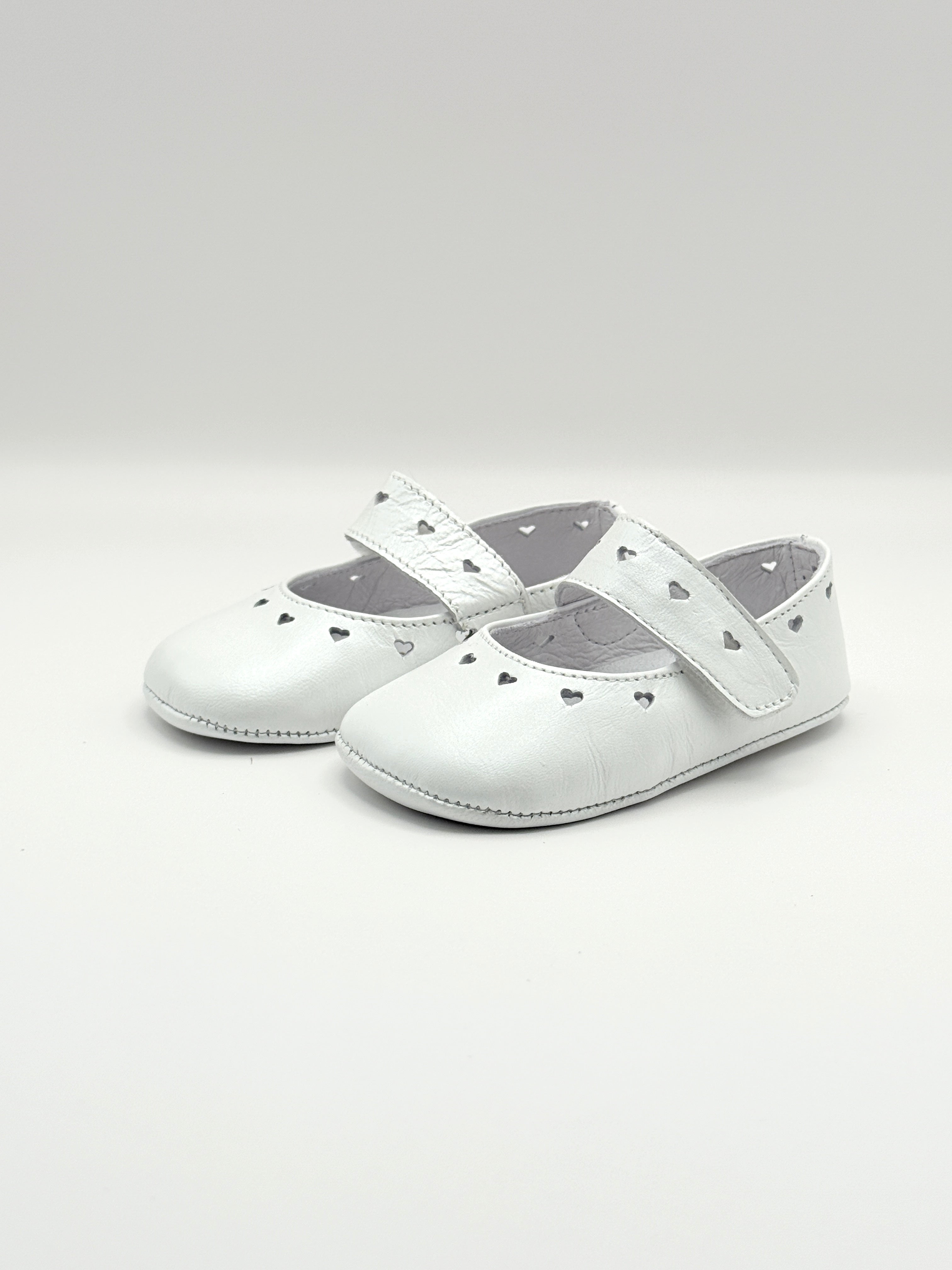 Crib Shoe Mary Jane Hearts Pearl White