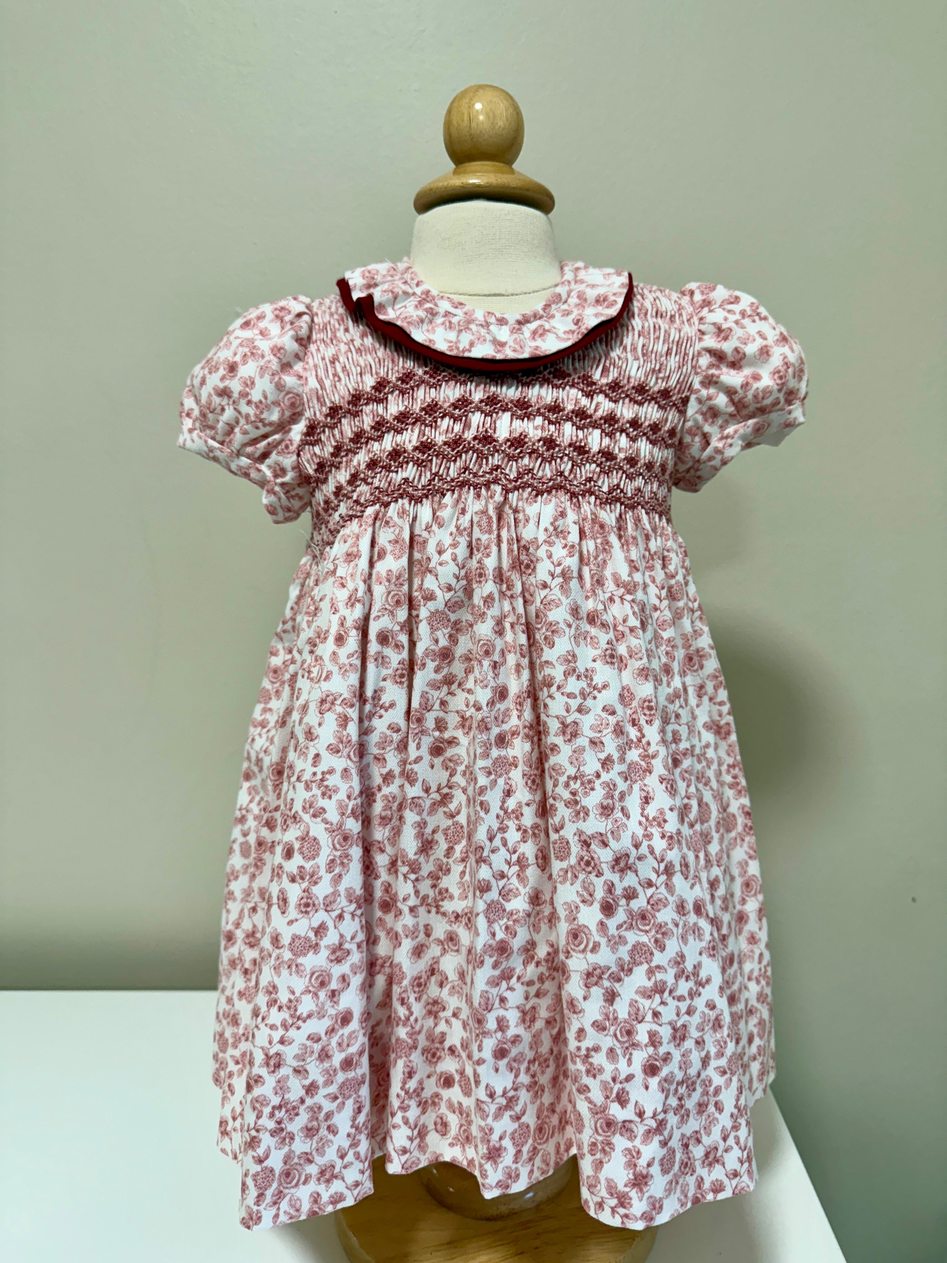 Filita Short Sleeved 'Julieta' Burgundy Floral Dress