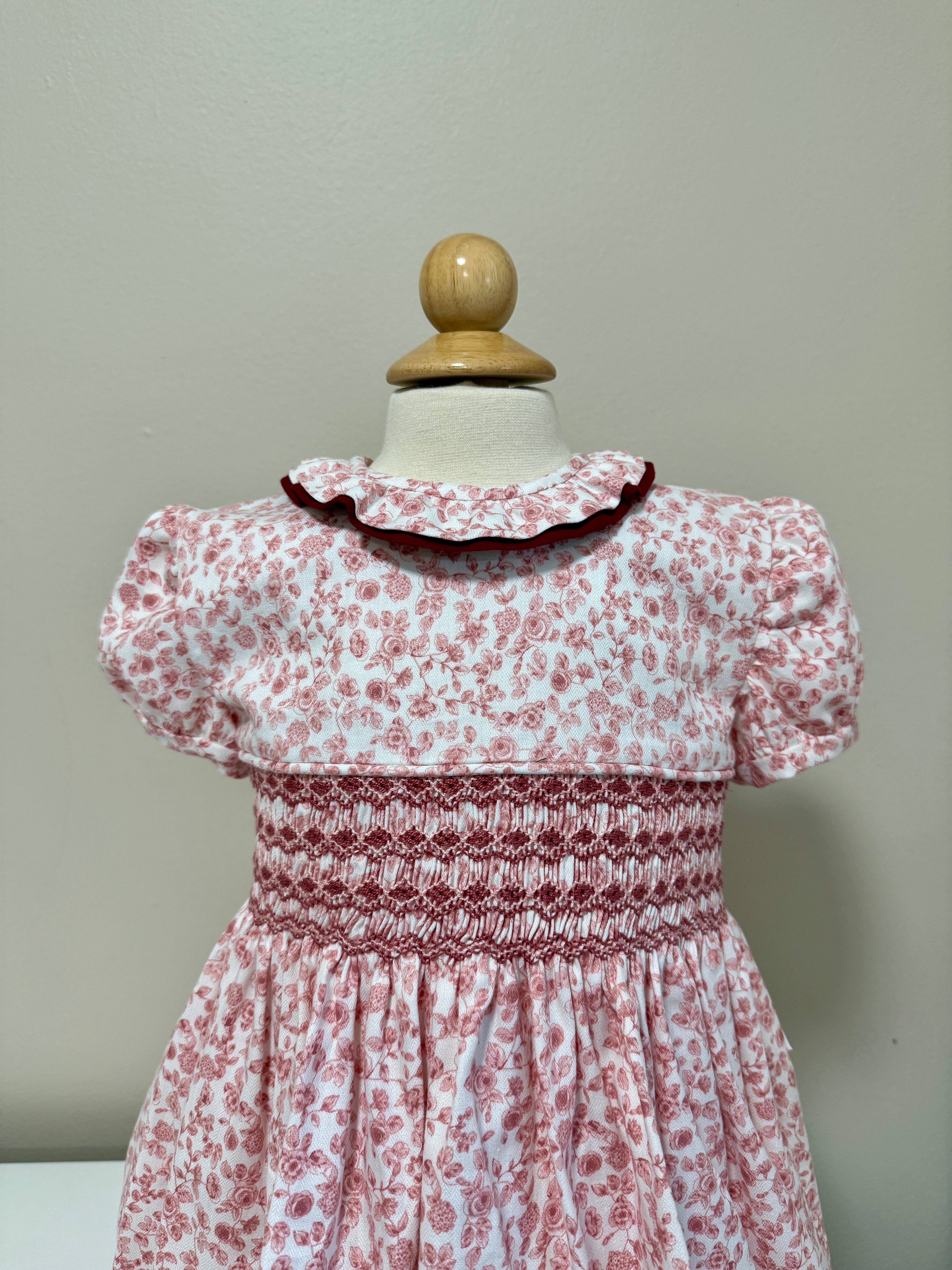 Filita Short Sleeved 'Julieta' Burgundy Floral Dress