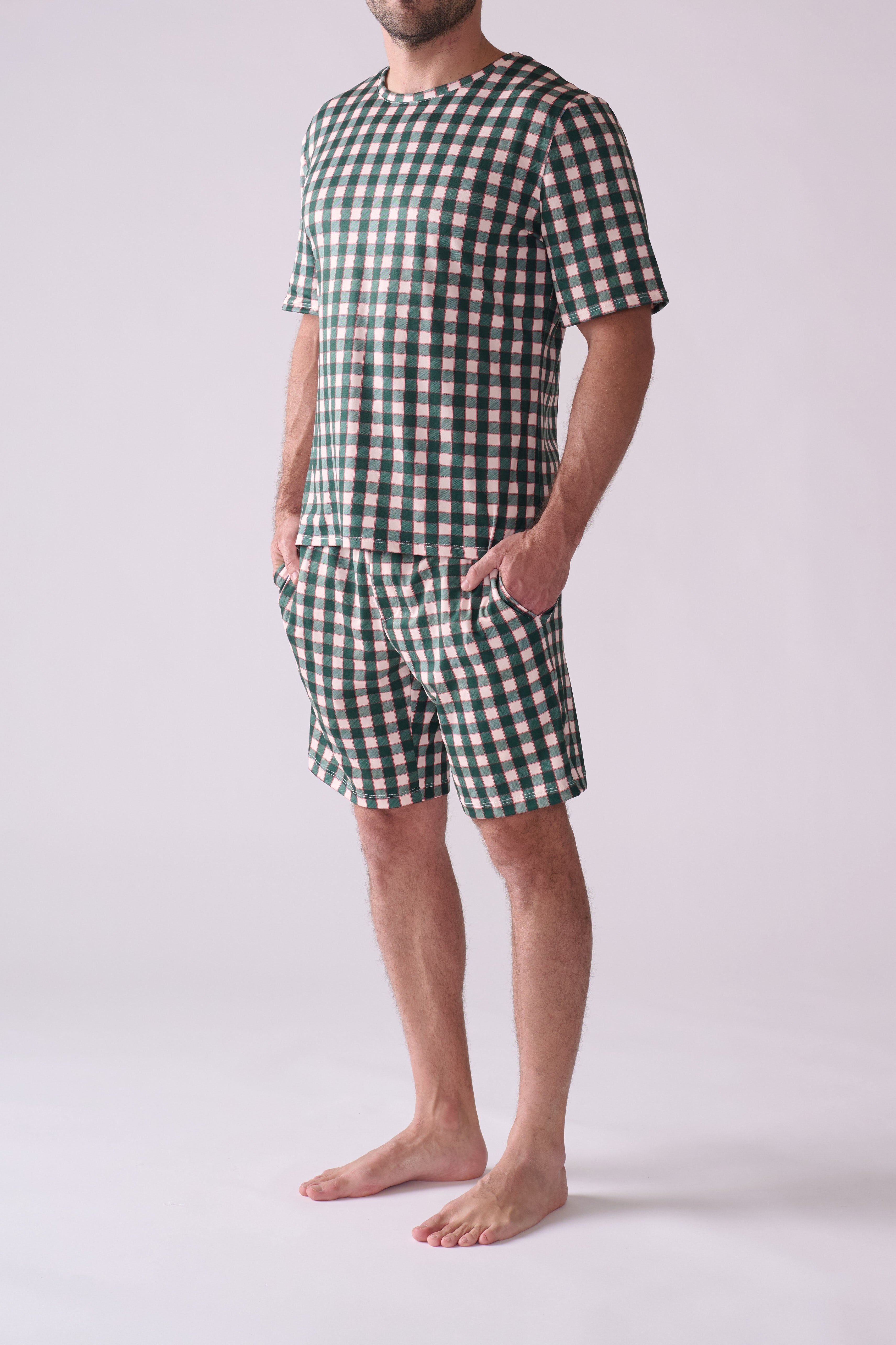 Men’s Pine Holiday Pajama Set – T-Shirt & Shorts