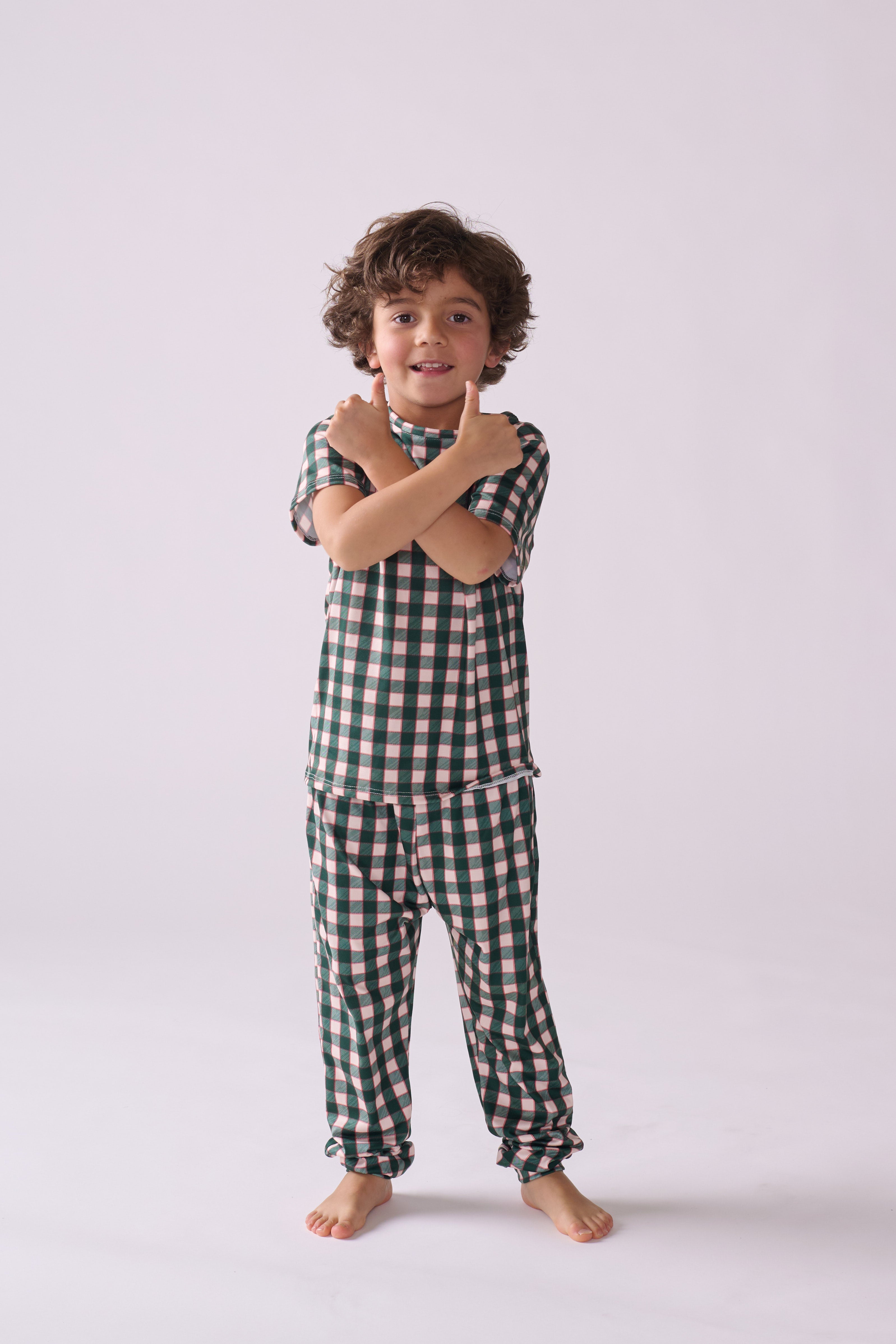 Boys’ Pine Holiday Pajama Set – T-Shirt & Pants