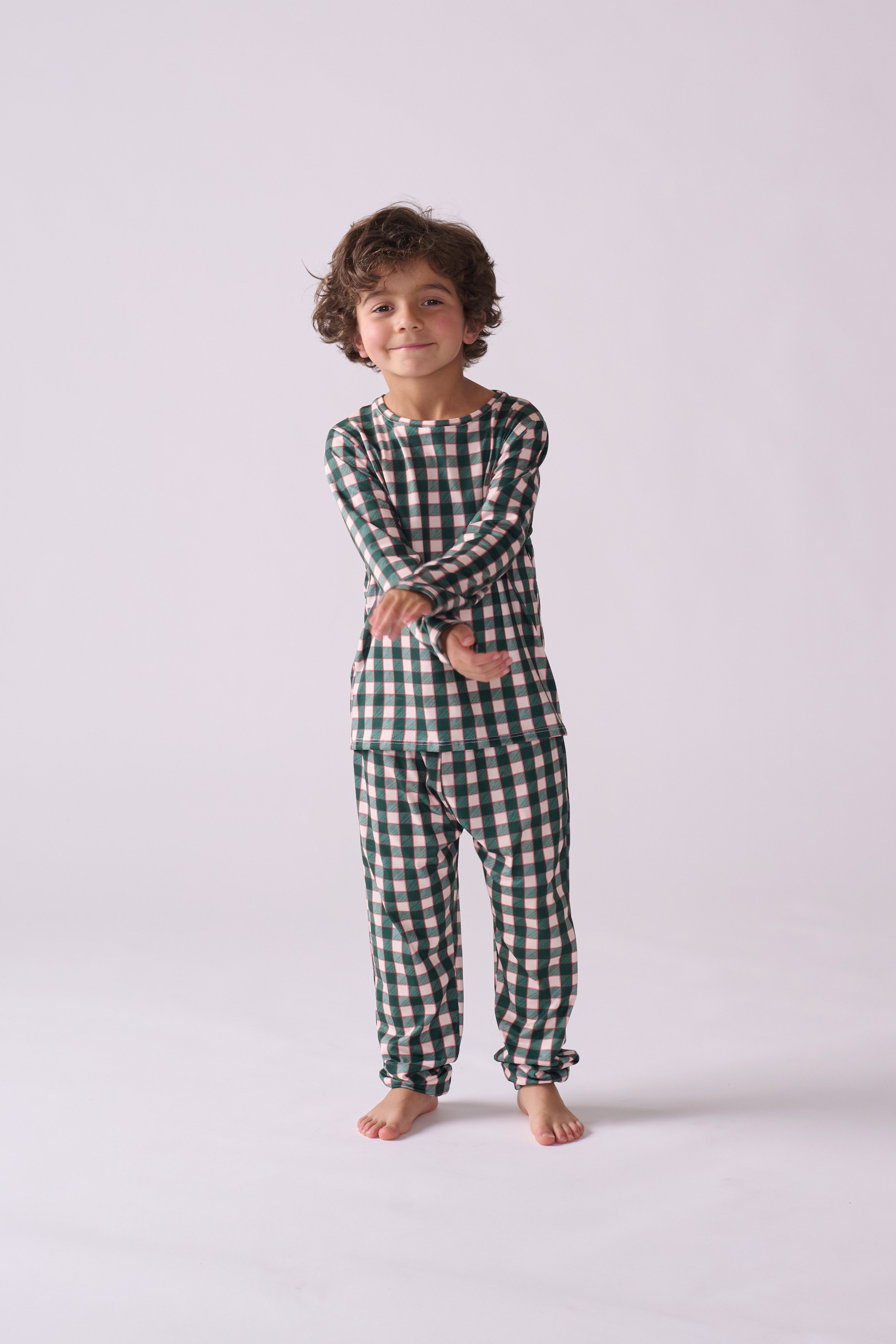 Unisex Pine Holiday Pajama Set with Long Sleeve T-Shirt & Pants
