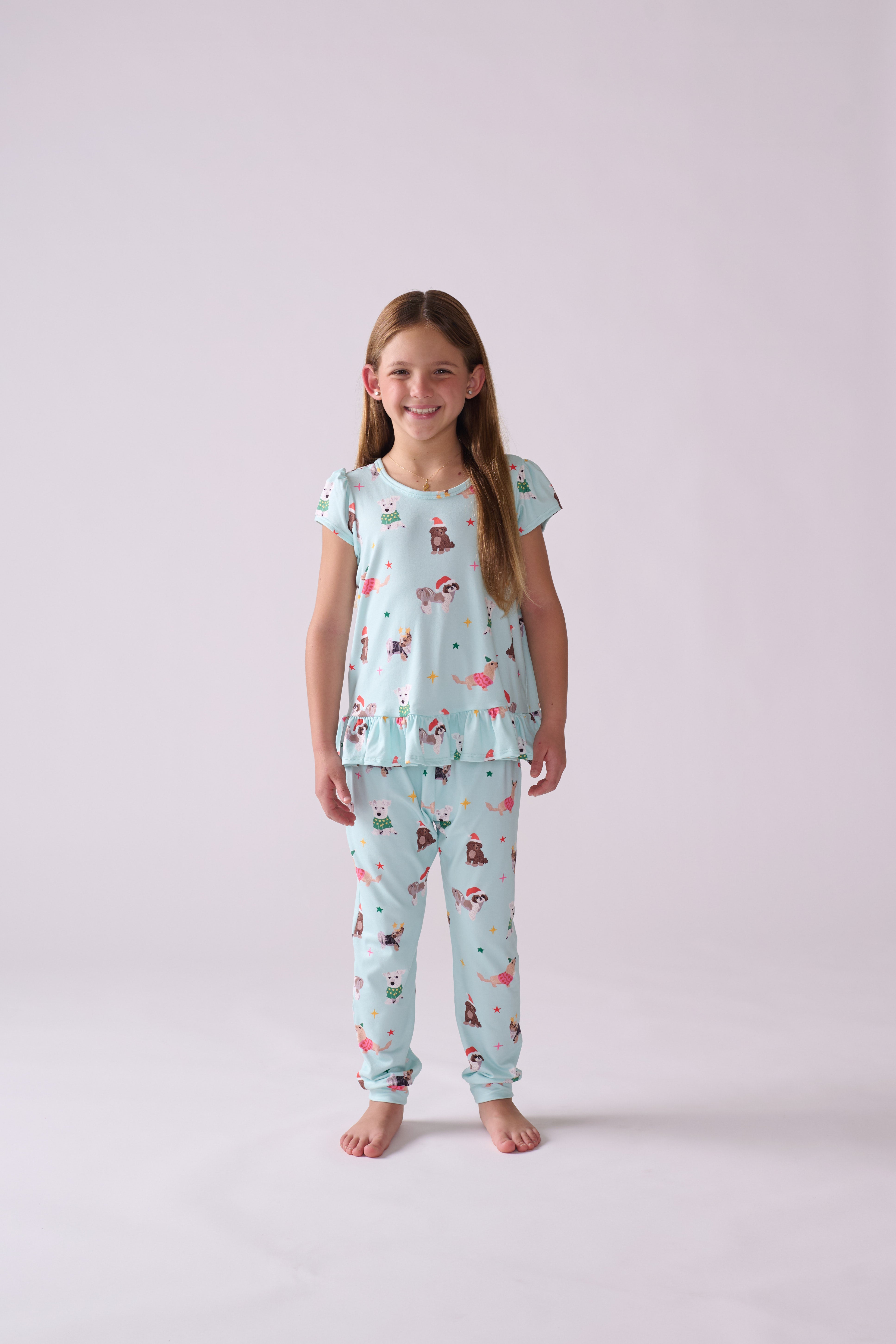 Girls’ Woofmas Pajama Set – T-Shirt & Pants