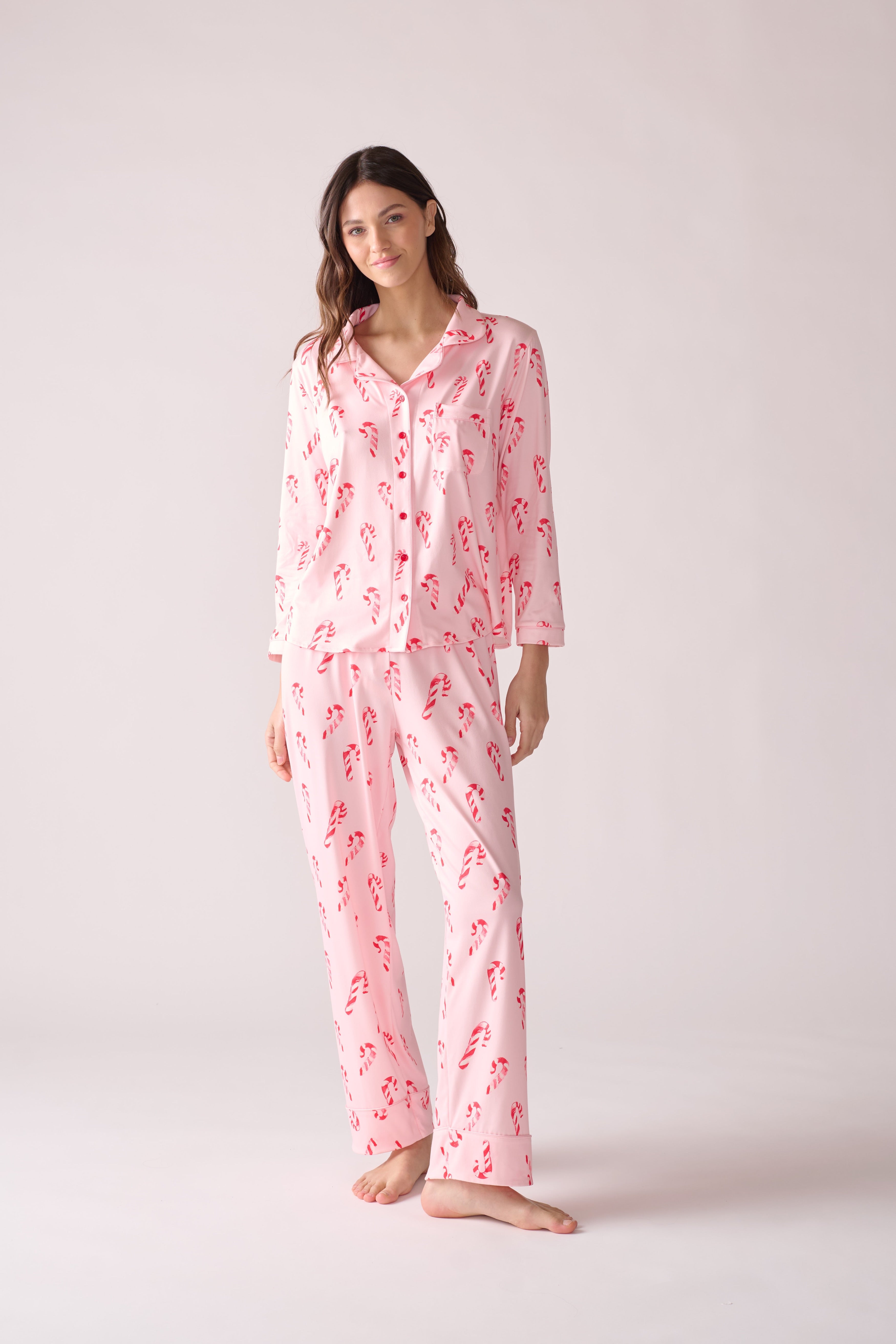 Women’s Peppermint Wishes Modal Pajama Set – Long Sleeve Top & Pants
