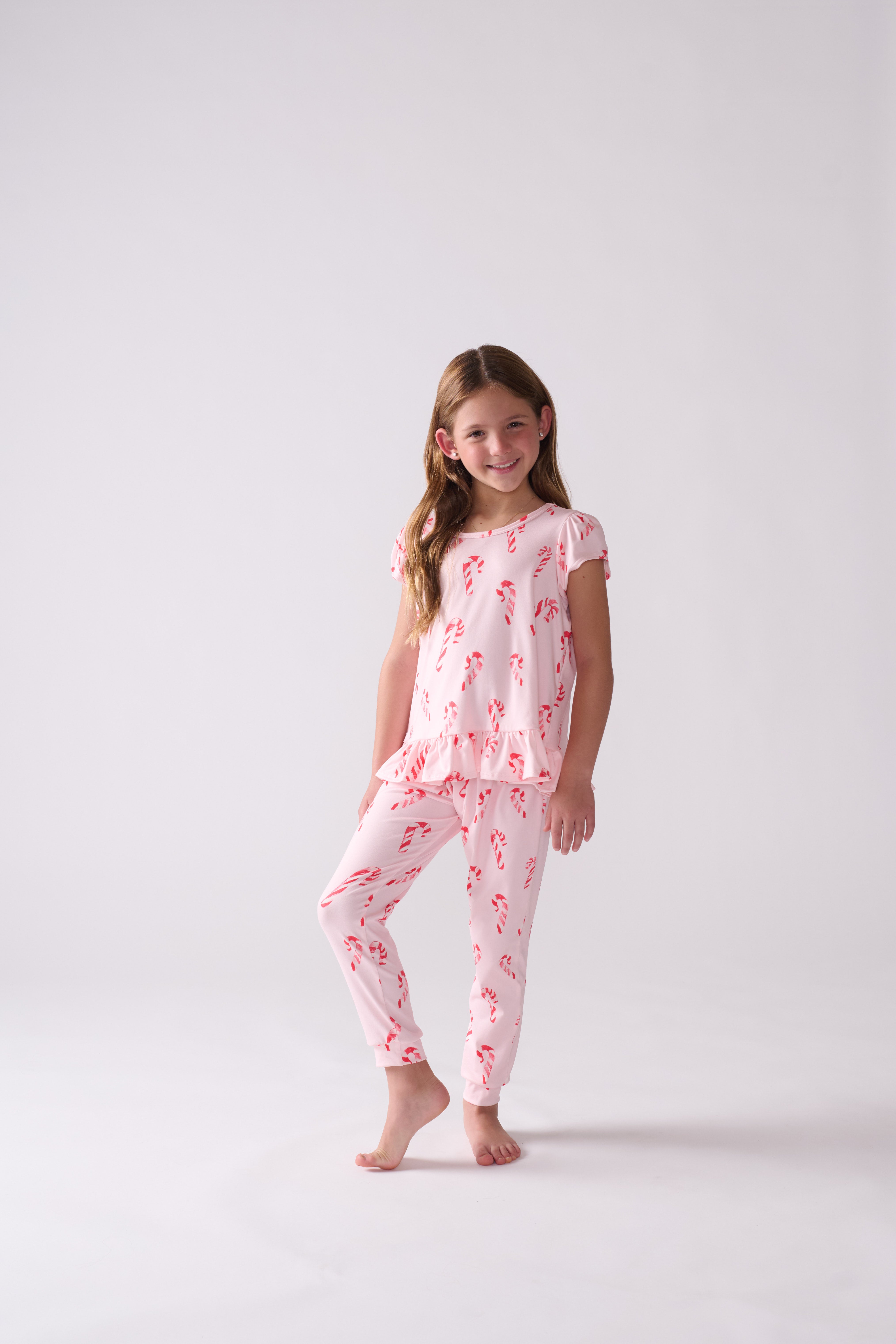 Girls’ Peppermint Wishes Pajama Set – T-Shirt & Pants