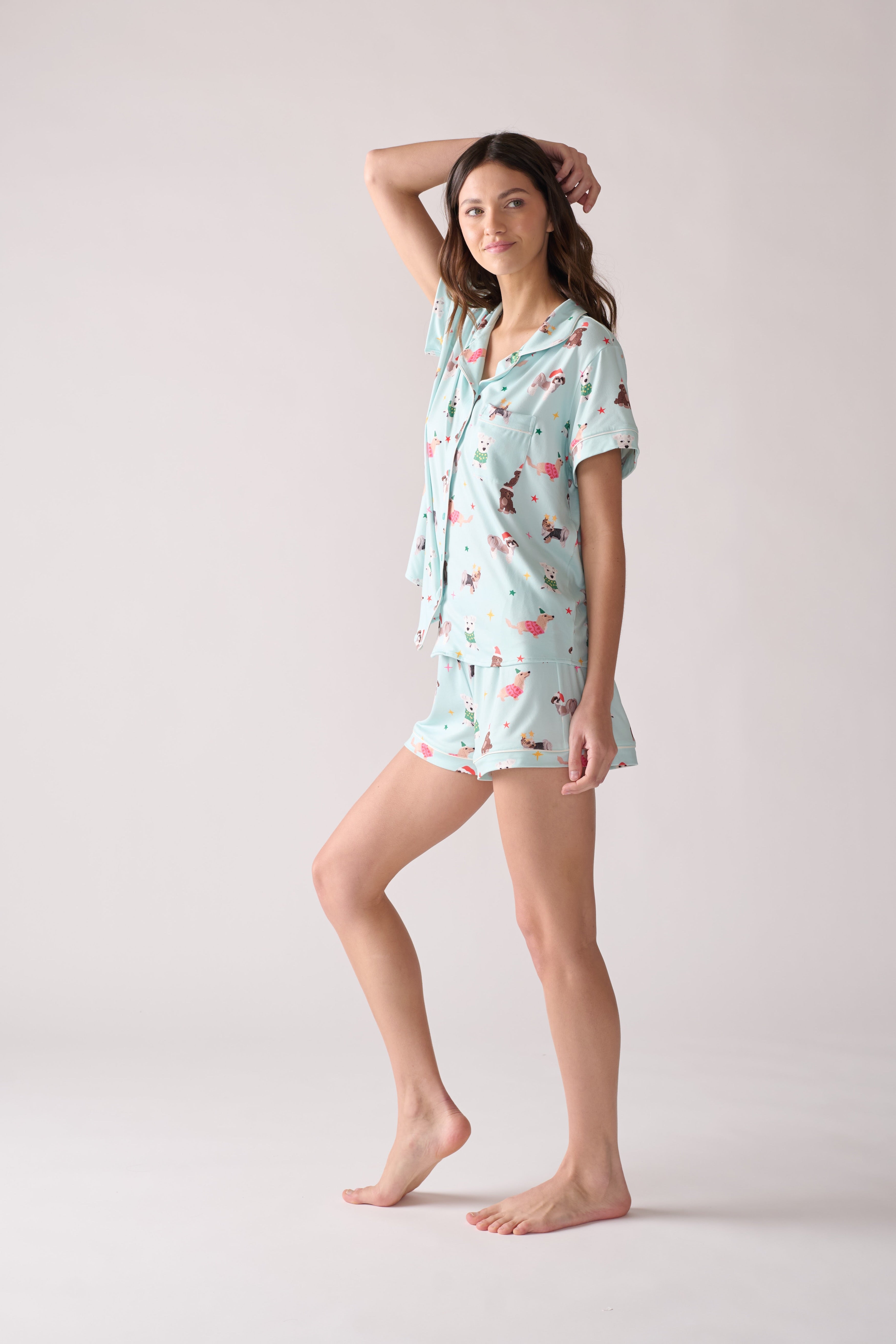 Women’s Woofmas Modal Pajama Set – Short Sleeve Shirt & Shorts