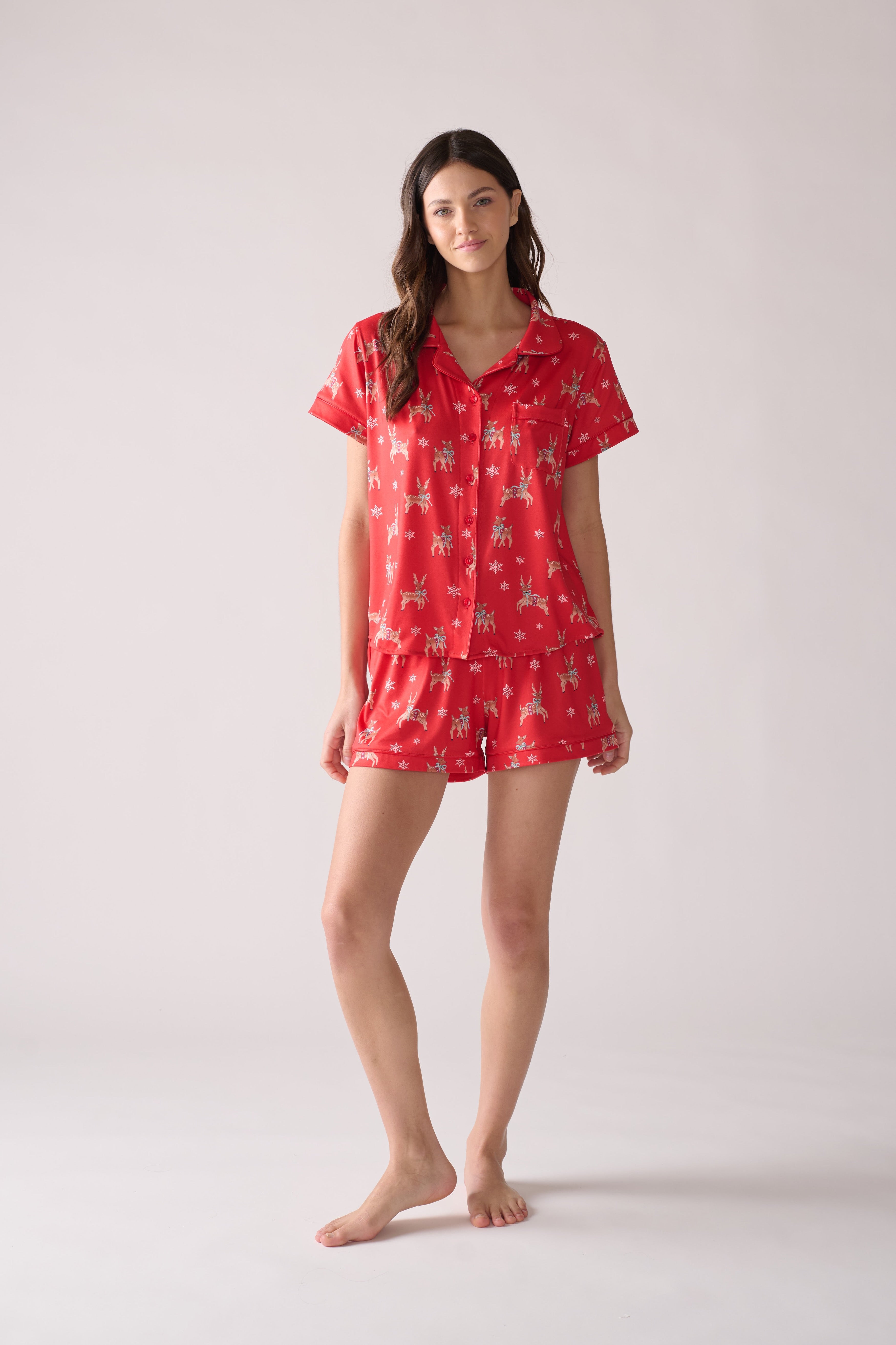 Women’s Rudolph Modal Pajama Set – Short Sleeve Shirt & Shorts