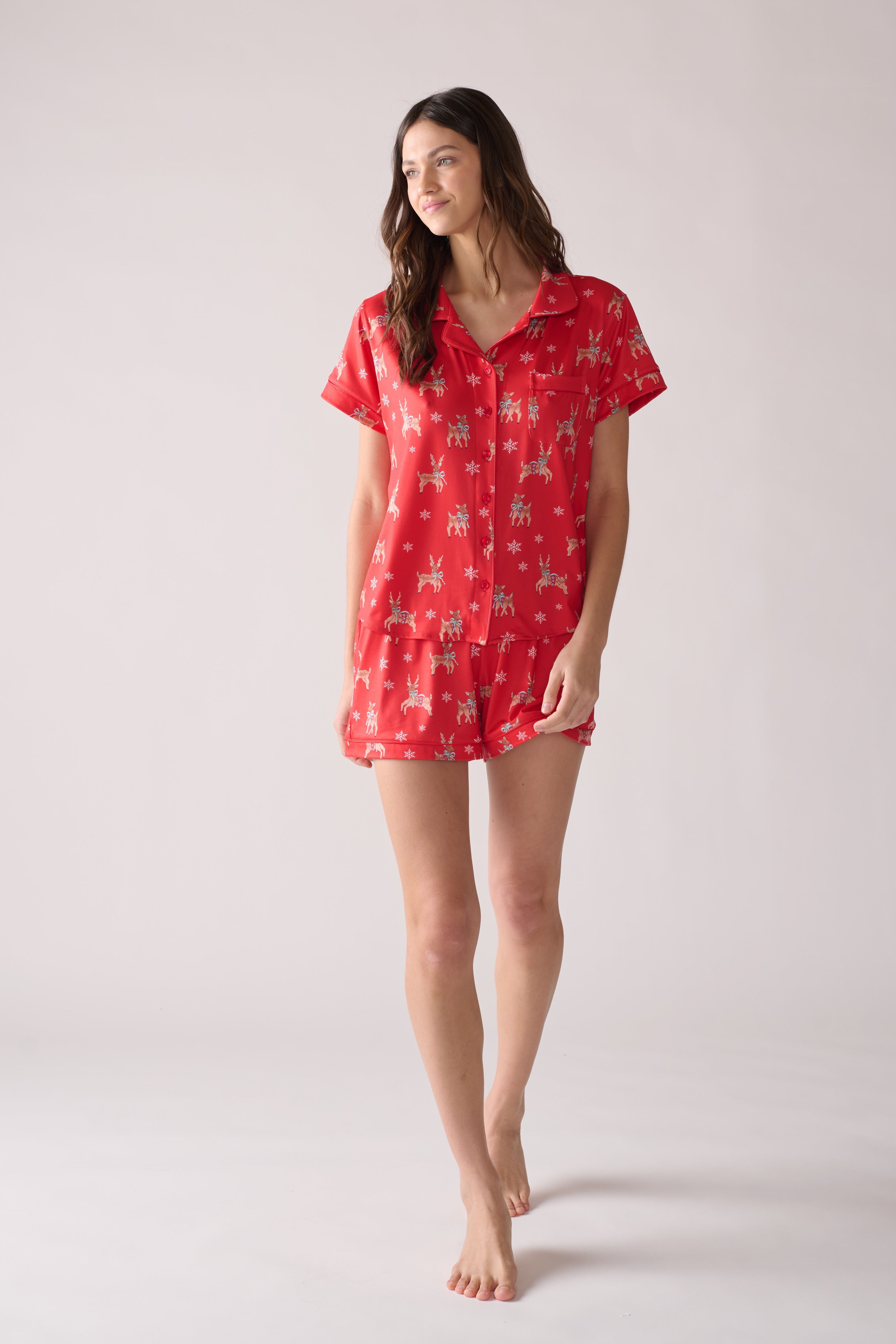 Women’s Rudolph Modal Pajama Set – Short Sleeve Shirt & Shorts