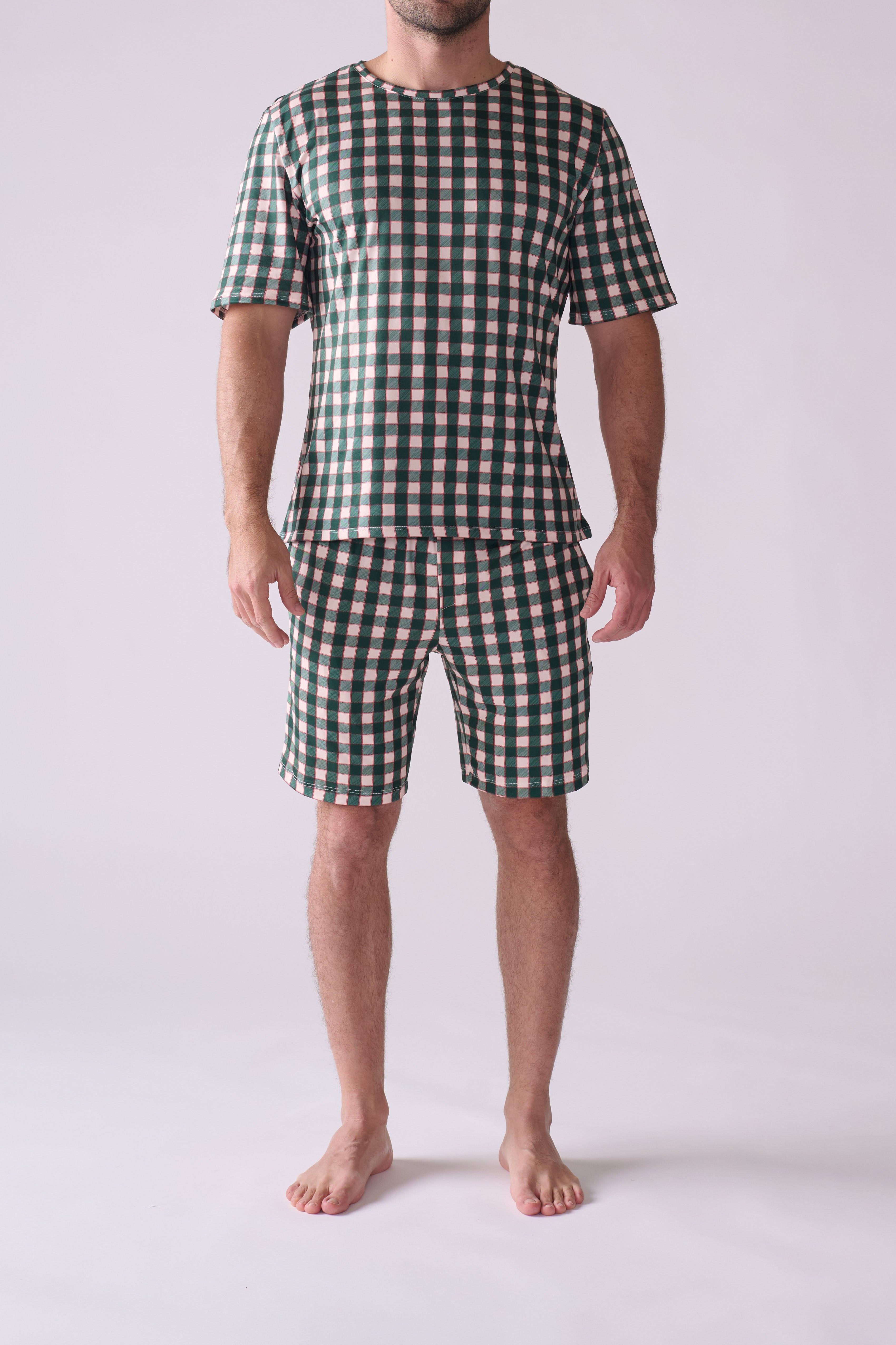 Men’s Pine Holiday Pajama Set – T-Shirt & Shorts