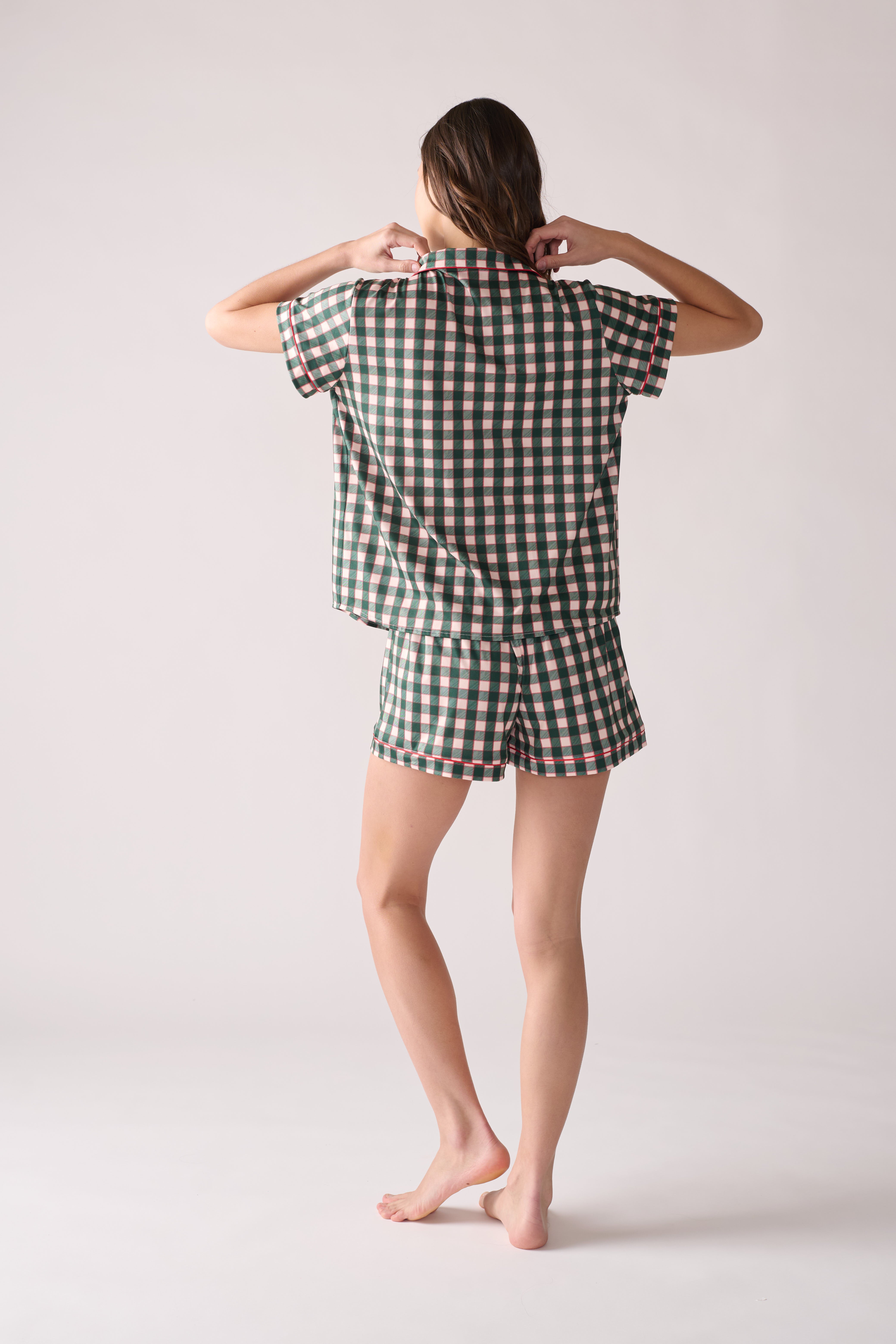 Women’s Pine Holiday Modal Pajama Set – Short Sleeve Shirt & Shorts