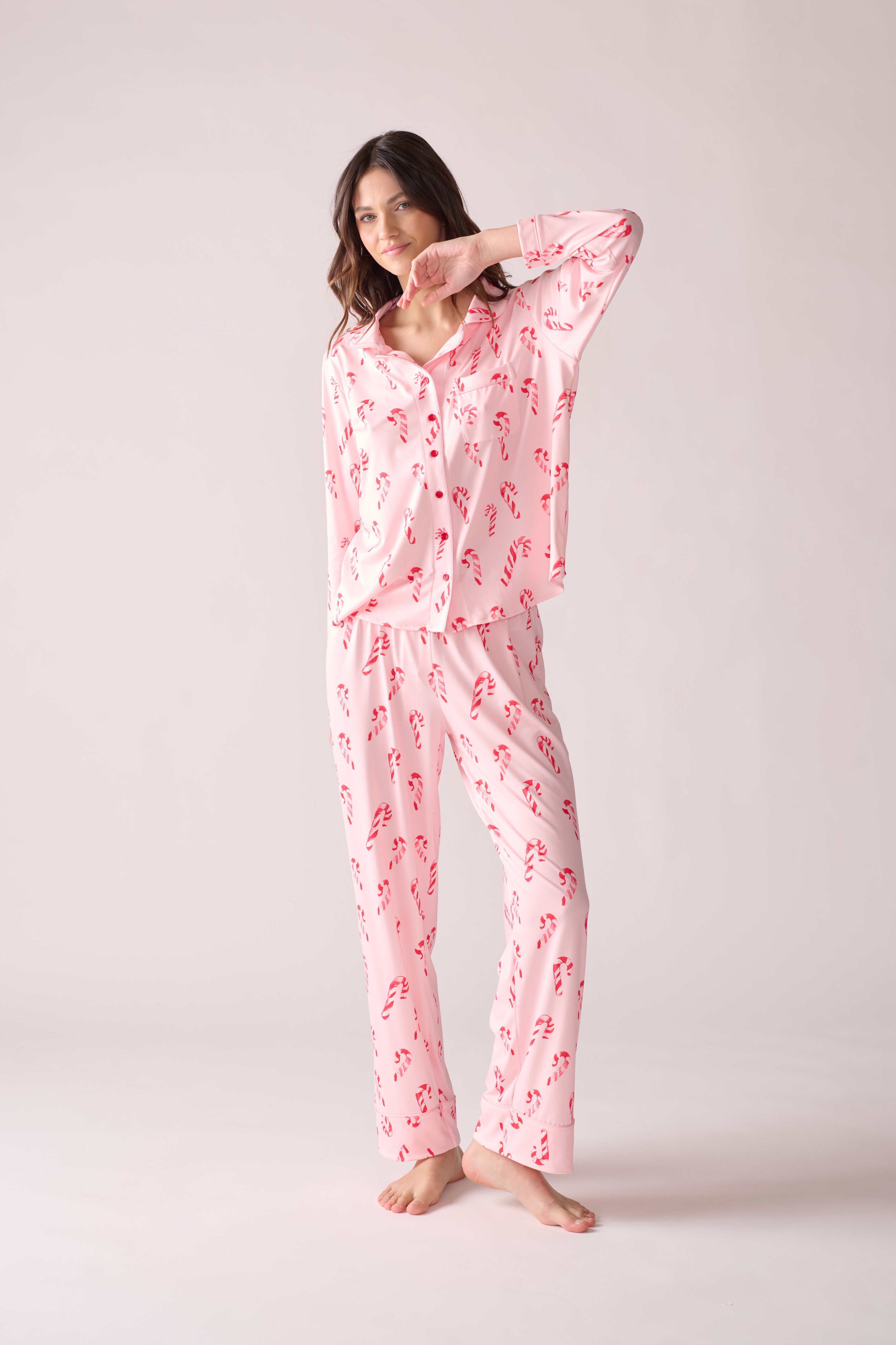 Women’s Peppermint Wishes Modal Pajama Set – Long Sleeve Top & Pants