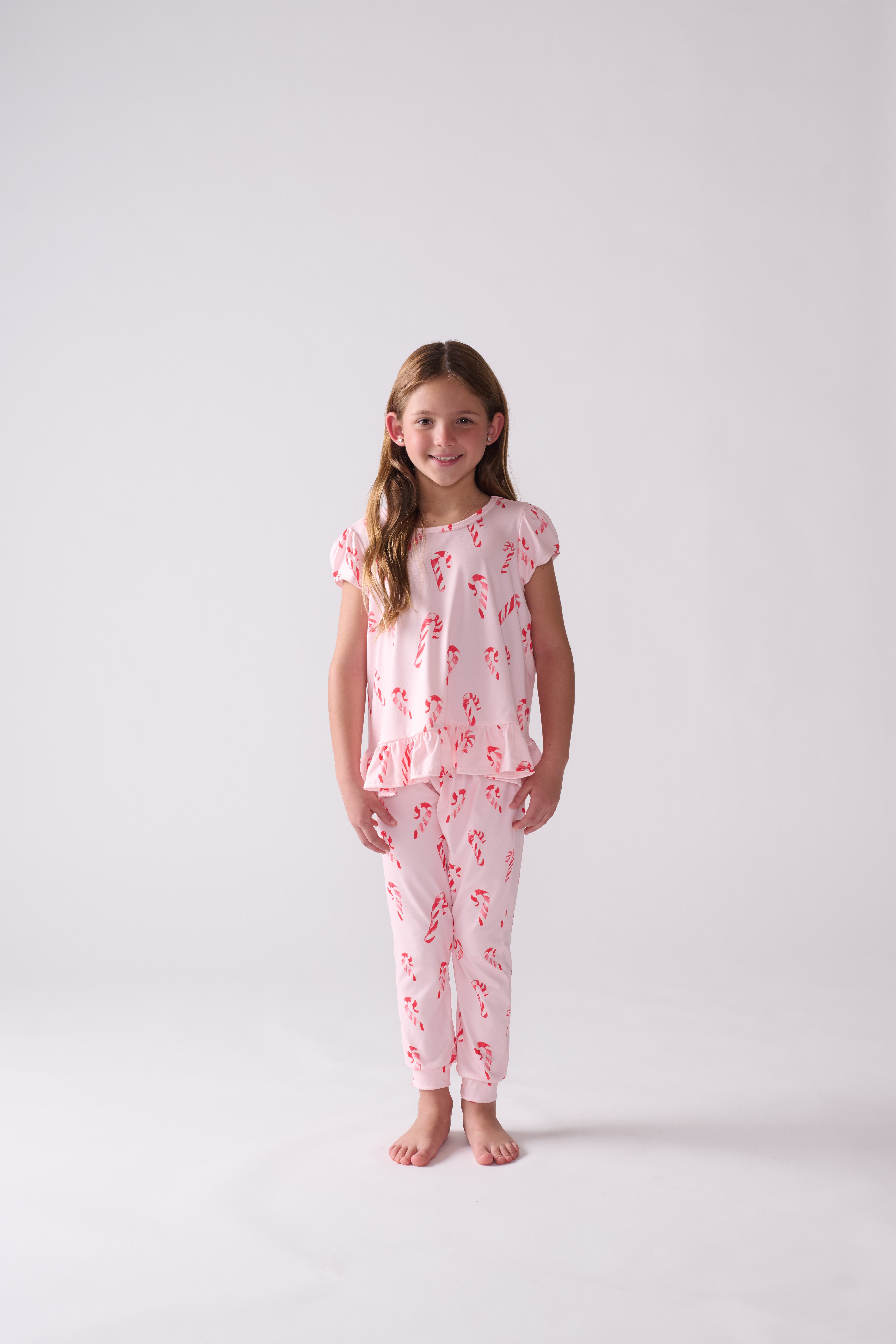 Girls’ Peppermint Wishes Pajama Set – T-Shirt & Pants
