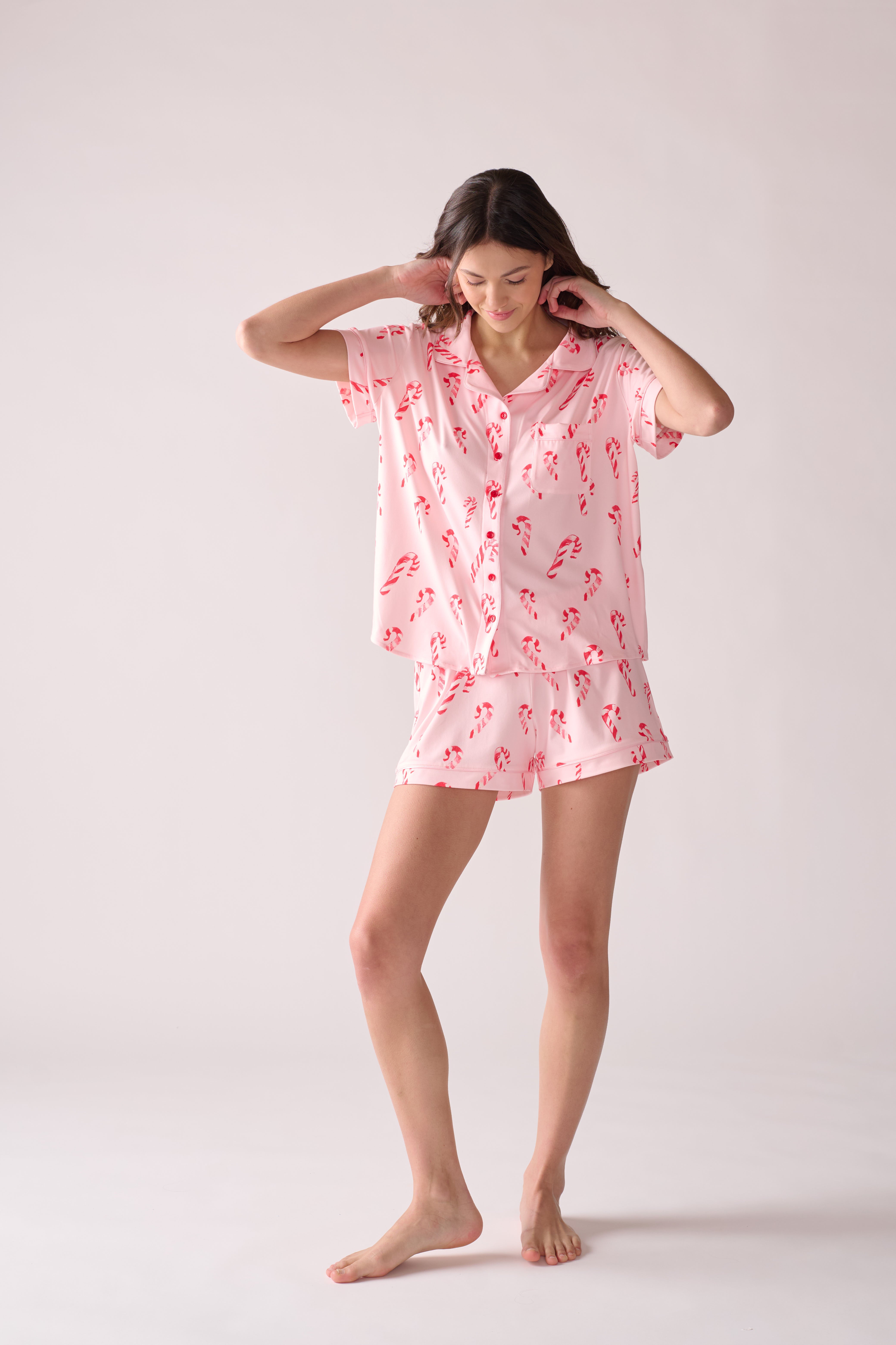 Women’s Peppermint Wishes Modal Pajama Set – Short Sleeve Shirt & Shorts
