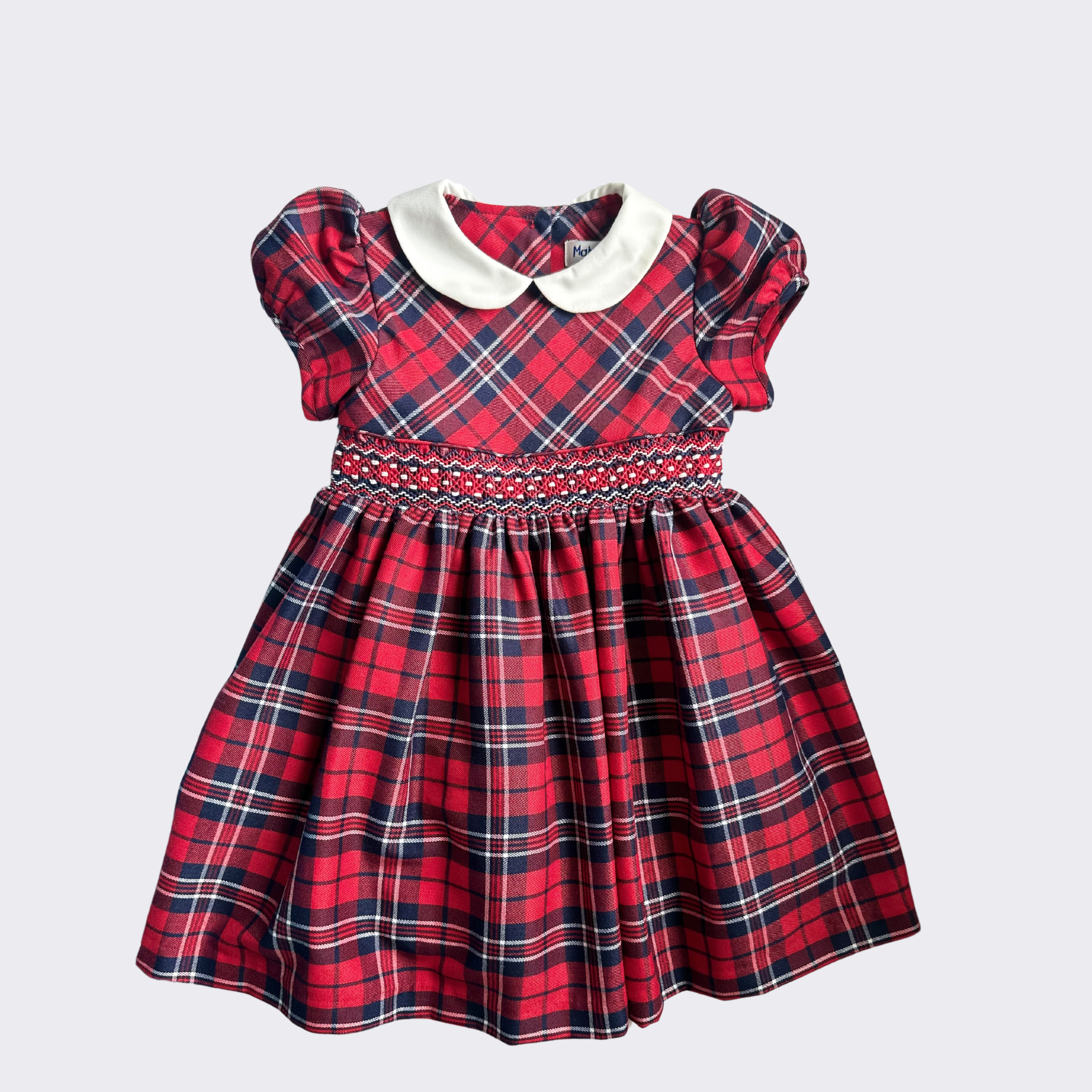 Smock Dress Tartan Blue