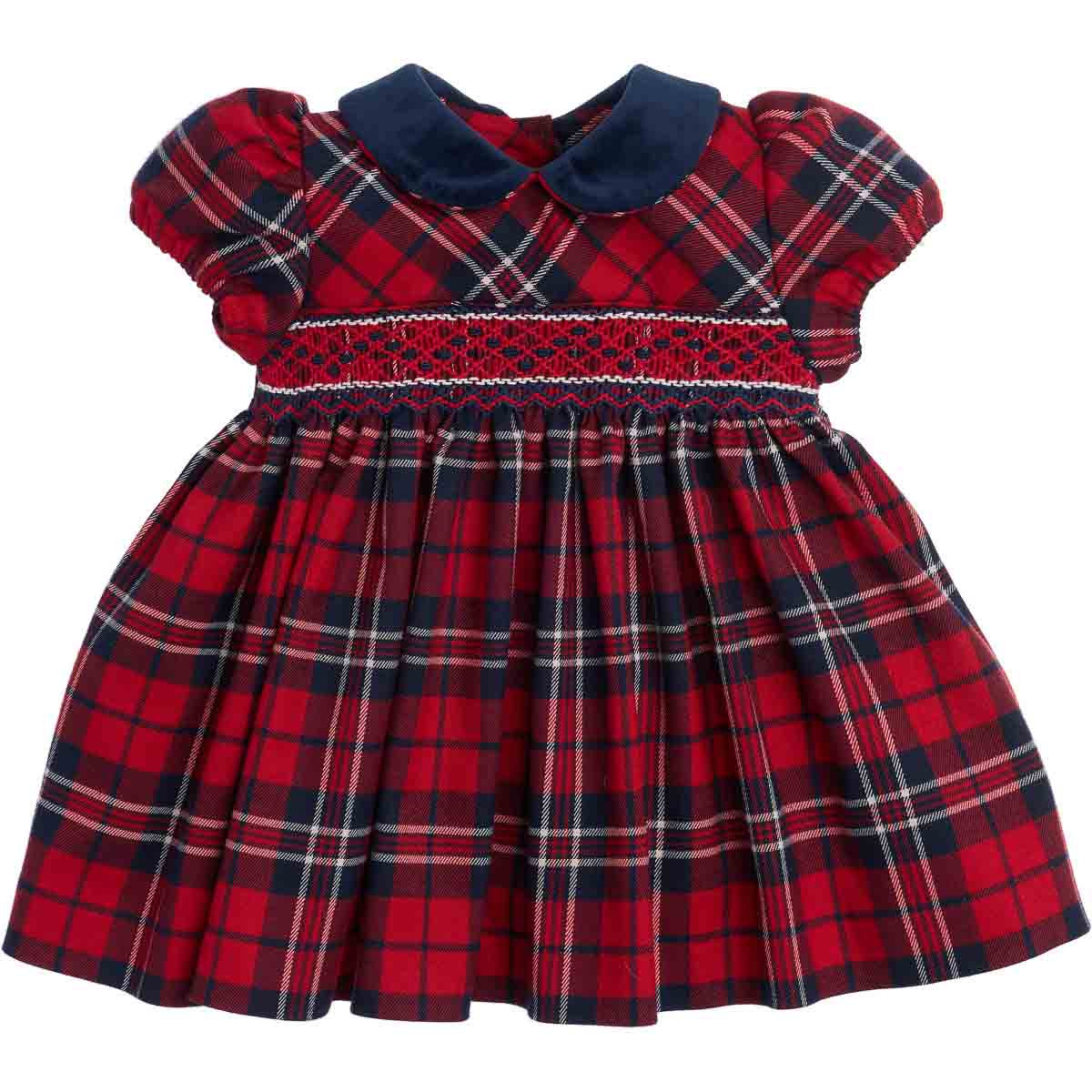 Smock Dress Tartan Blue