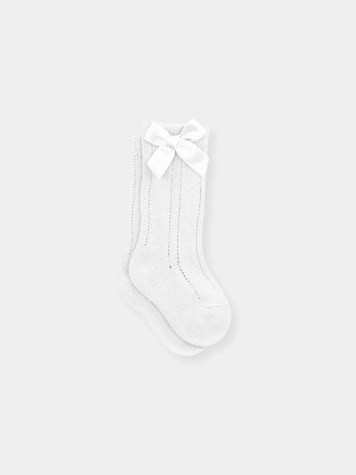 Knee Socks Calado Bow- White & Ivory